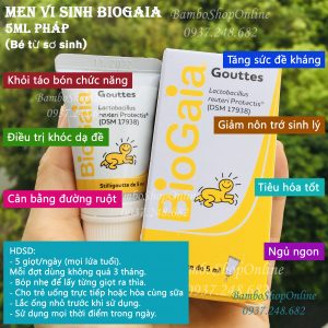 Men vi sinh BIOGAIA giảm táo bón tiêu chảy nôn trớ nhiễm khuẩn đường tiêu hóa hô hấp